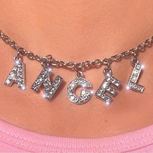 RHINESTONE ANGEL CHOKER NECKLACE